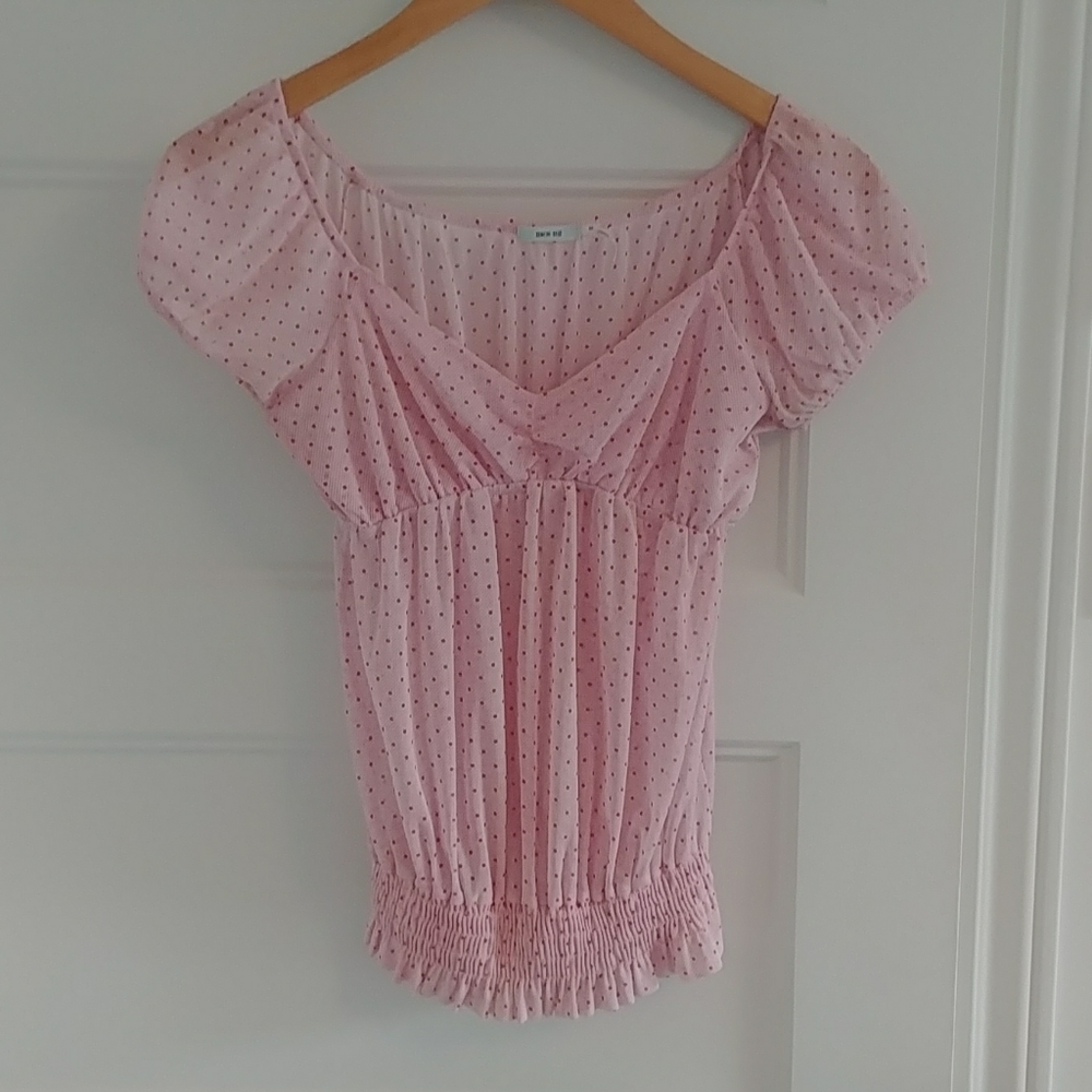 Kimchi blue smocked sheer top polkadot XS